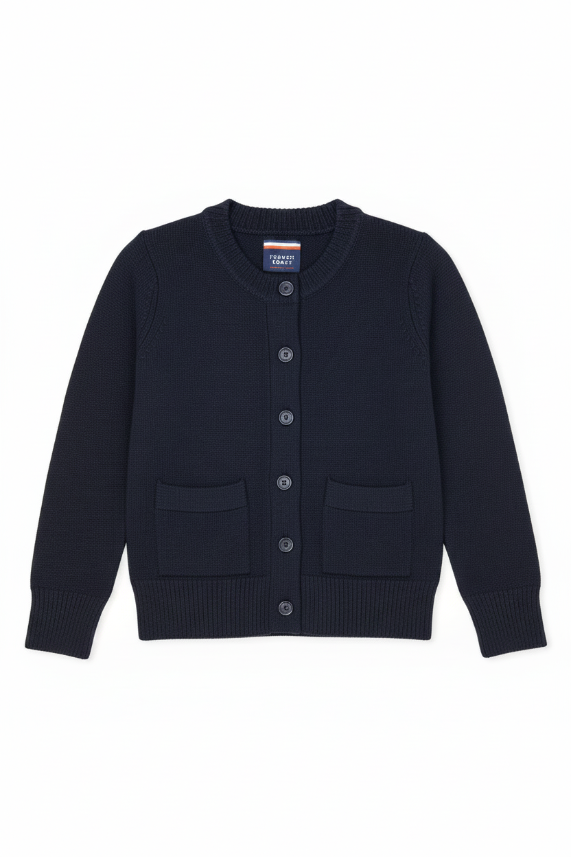 French Toast Navy Cardigan - Front (revised)