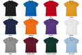 Girl's Short Sleeve Collar Shirt available in 12 colors: Black, Blue, Red, Gold, Navy, Orange, Purple, White, Gray, Burgundy, Hunter Green, Sky Blue